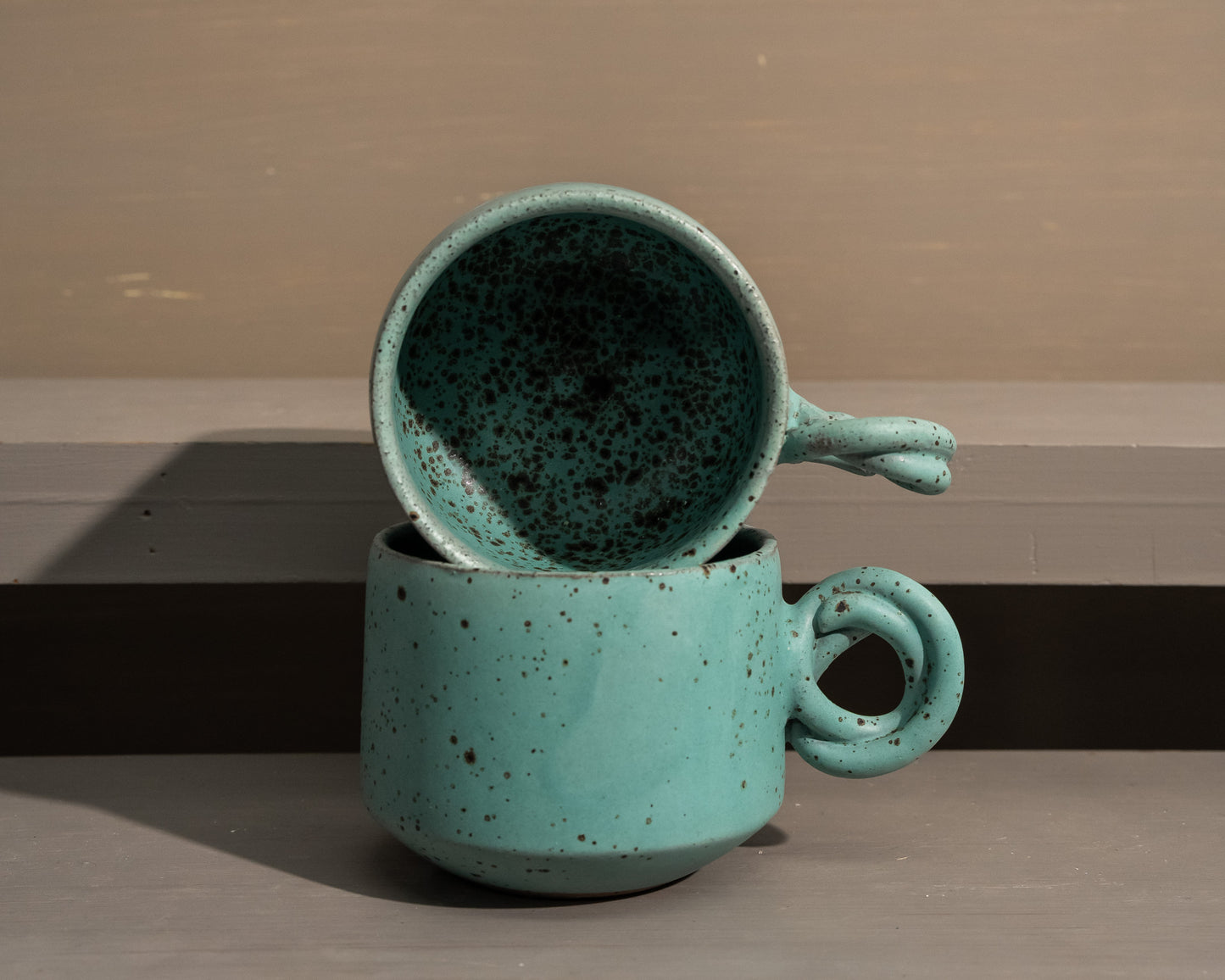 - Turquoise Specks - Knot Ceramic Cup