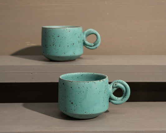 - Turquoise Specks - Knot Ceramic Cup